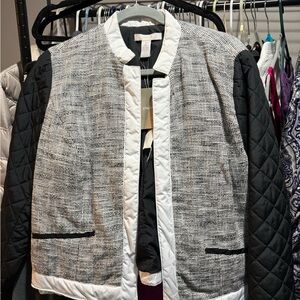 Chico's Monochrome Textured Bomber Jacket